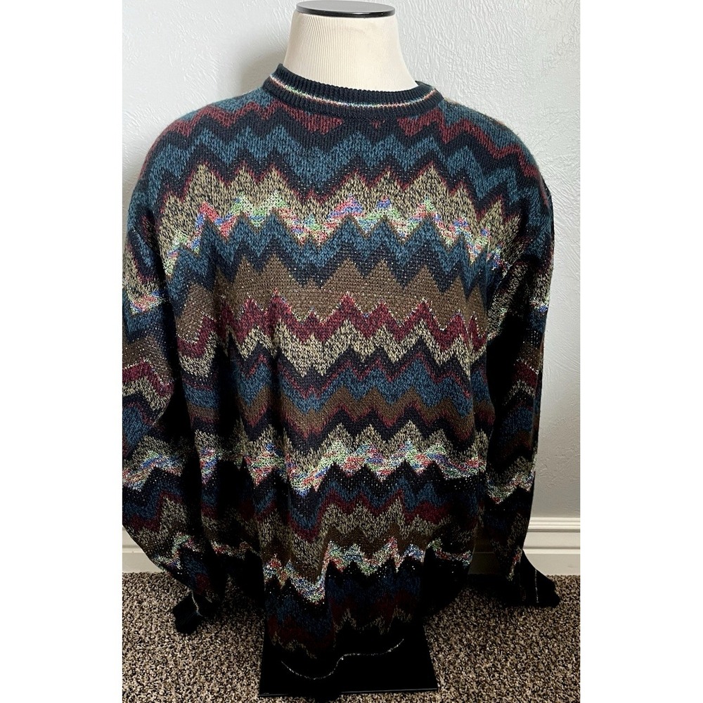 Vintage Boulevard Sweater‎ Men's Size 2XLT Multicolor Pullover Long Sleeve Block